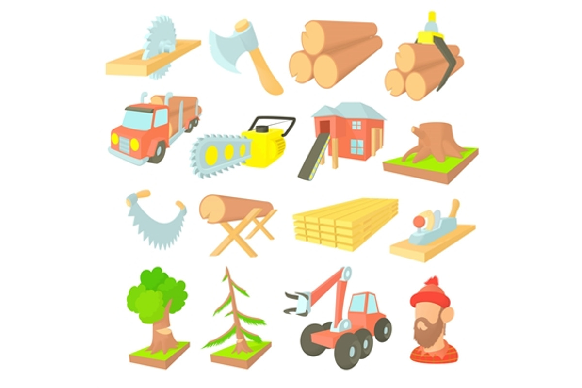 Timber industry icons set, an Icon by Ylivdesign | Creative Market