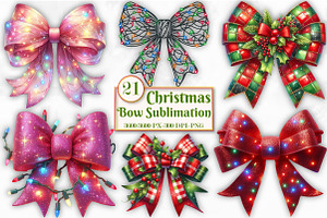 Christmas Bow Sublimation Clipart, a Seasonal Illustration by Craft Nest