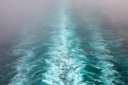 fog and sea mist on the water while cruising