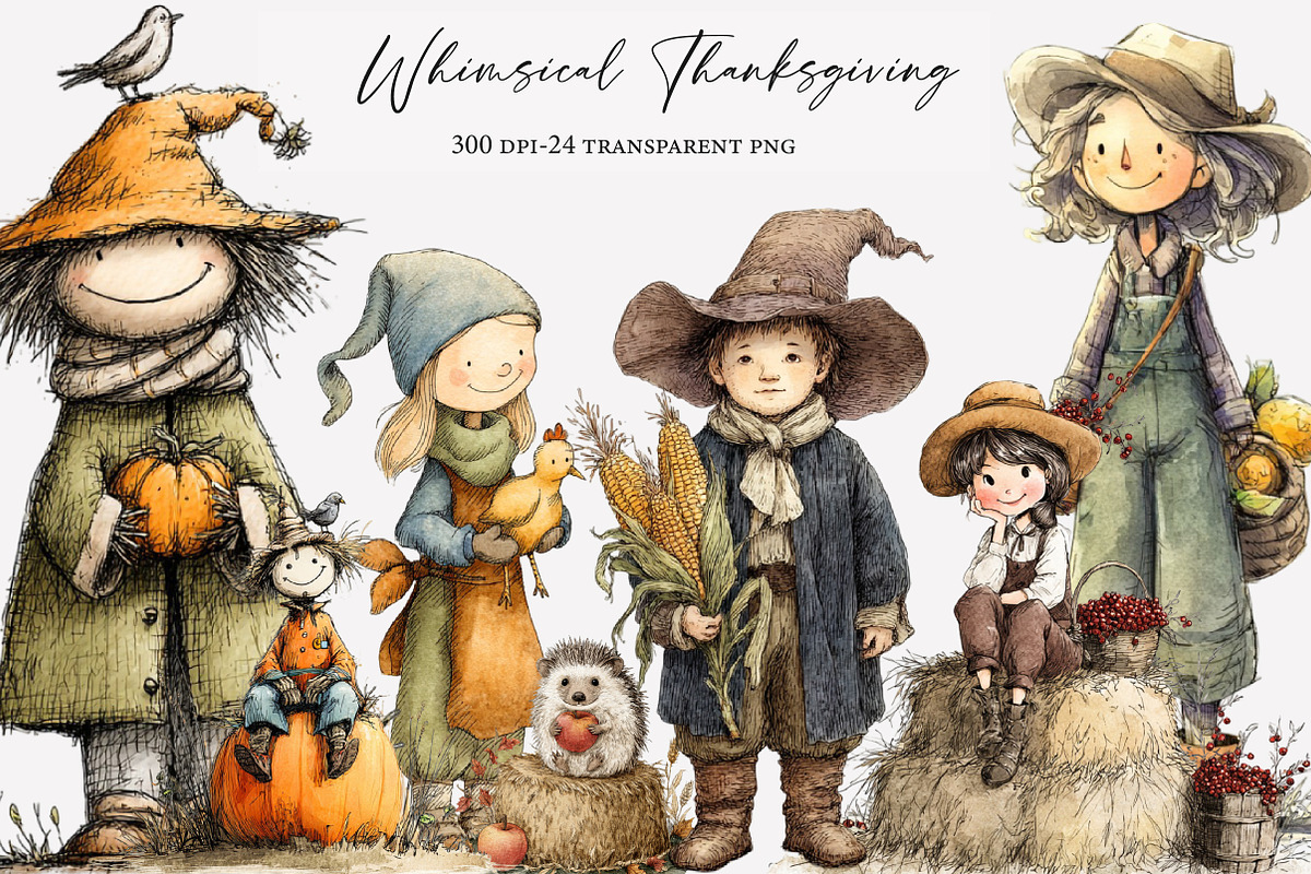 Whimsical Thanksgiving Clipart, an Illustration by Designworld (Photo 1 of 6)