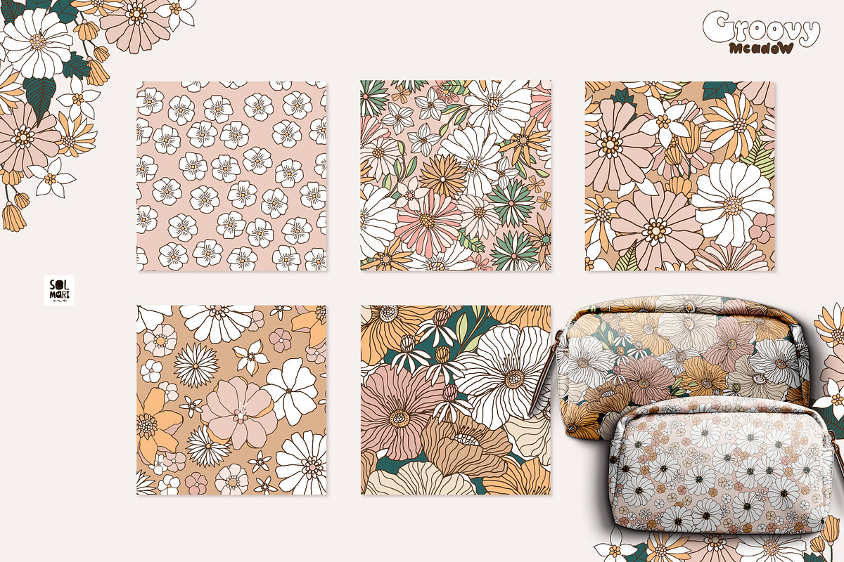 Groovy Meadow floral collection, a Pattern Graphic by solmariart (Photo 2 of 10)
