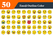 Emoji Outline Color Icons Bundle, an Emoji Icon by EllaMaiyaali (Thumbnail 1 of 3)