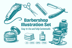 Barbershop Illustration Set