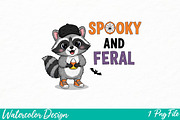 Spooky and Feral Raccoon PNG, an Illustration by Watercolor design (Thumbnail 1 of 3)