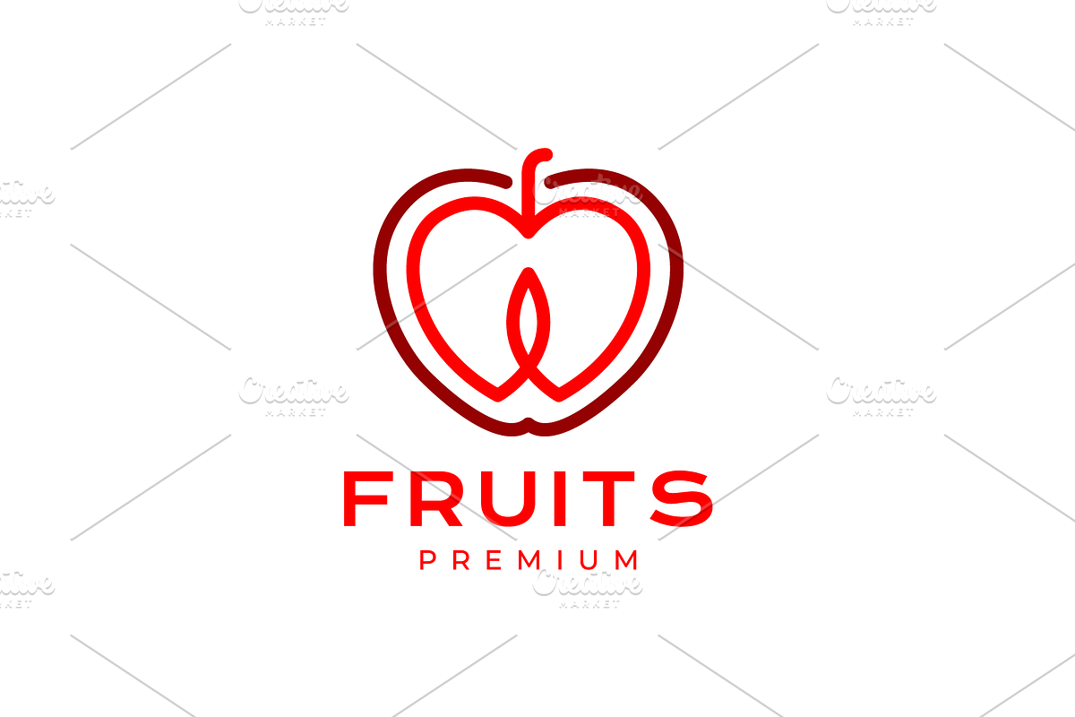 apple fruit love heart shape logo, a Design Template by devastd