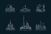 Famous landmarks. Line style icons, an Illustration by popcic (Thumbnail 3 of 5)