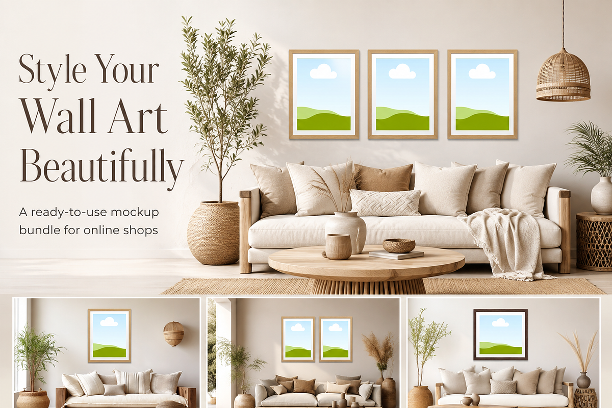 30 Boho Wall Art Mockups for Etsy, a Household Mockup by Local Marketing Templates (Photo 6 of 8)