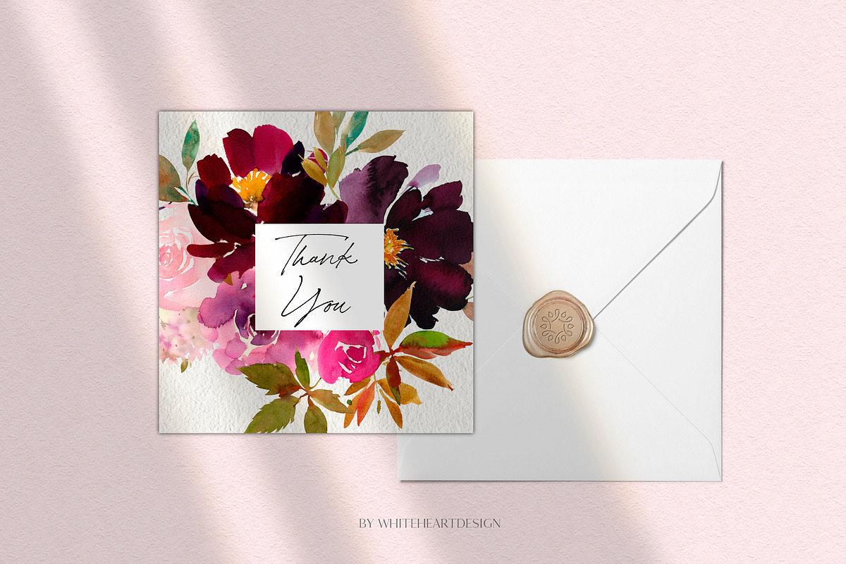 Pink Plum Watercolor Floral Clipart, an Illustration by whiteheartdesign (Photo 9 of 9)
