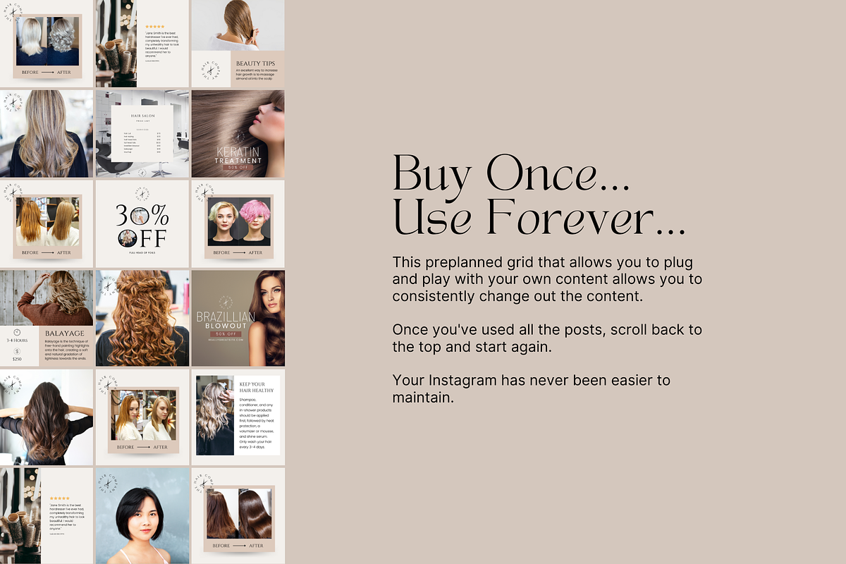 Luxury Hair Salon Instagram Grid, a Social Media Template by Sincerely Media (Photo 6 of 11)