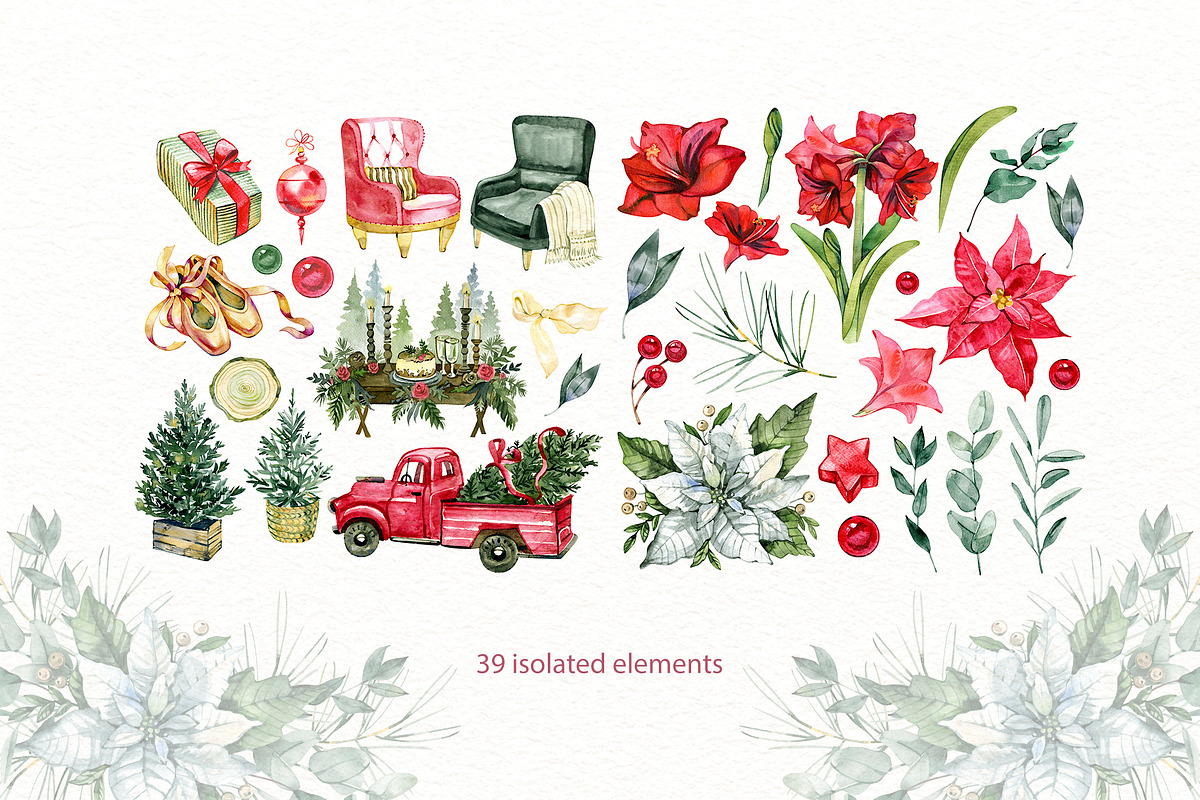 Christmas. Watercolor Clipart Set, an Illustration by NataliMiasStore (Photo 2 of 7)