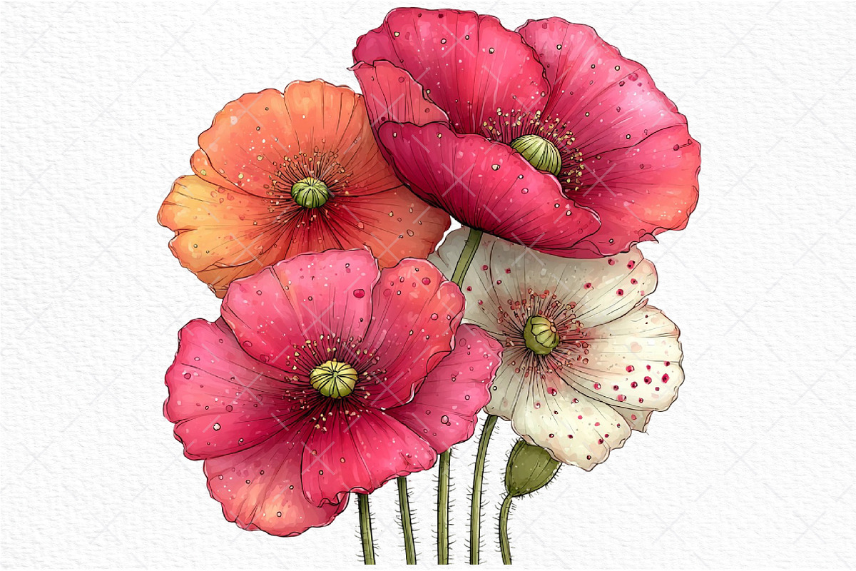 Whimsical Spring Poppy Flower Clipar, an Illustration by Craft Nest (Photo 11 of 11)