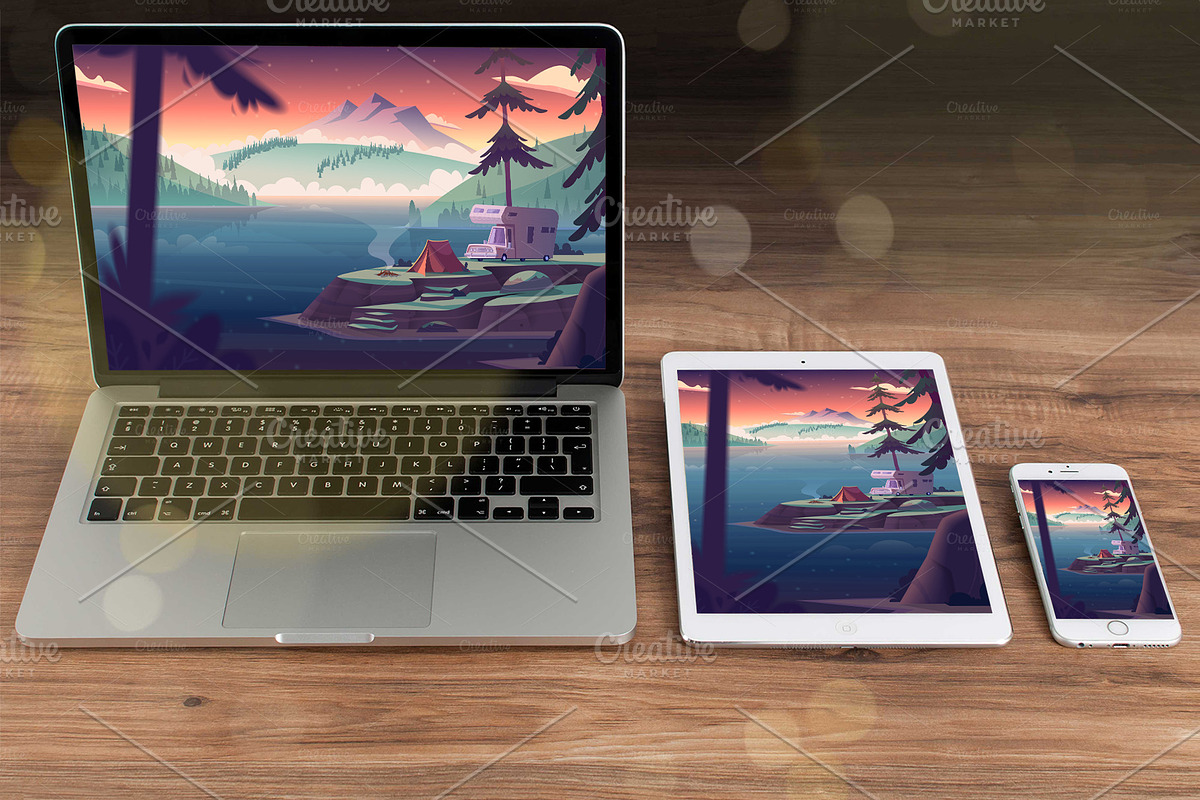 Summer mountain lake landscape, a Wallpaper Graphic by VectorVision (Photo 8 of 11)