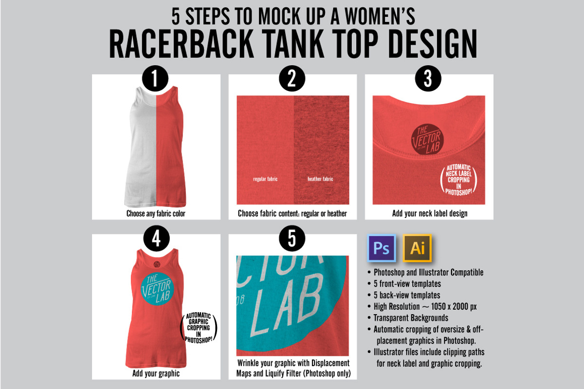 Women's Racerback Tank Top Templates, a Product Mockup by TheVectorLab (Photo 2 of 4)
