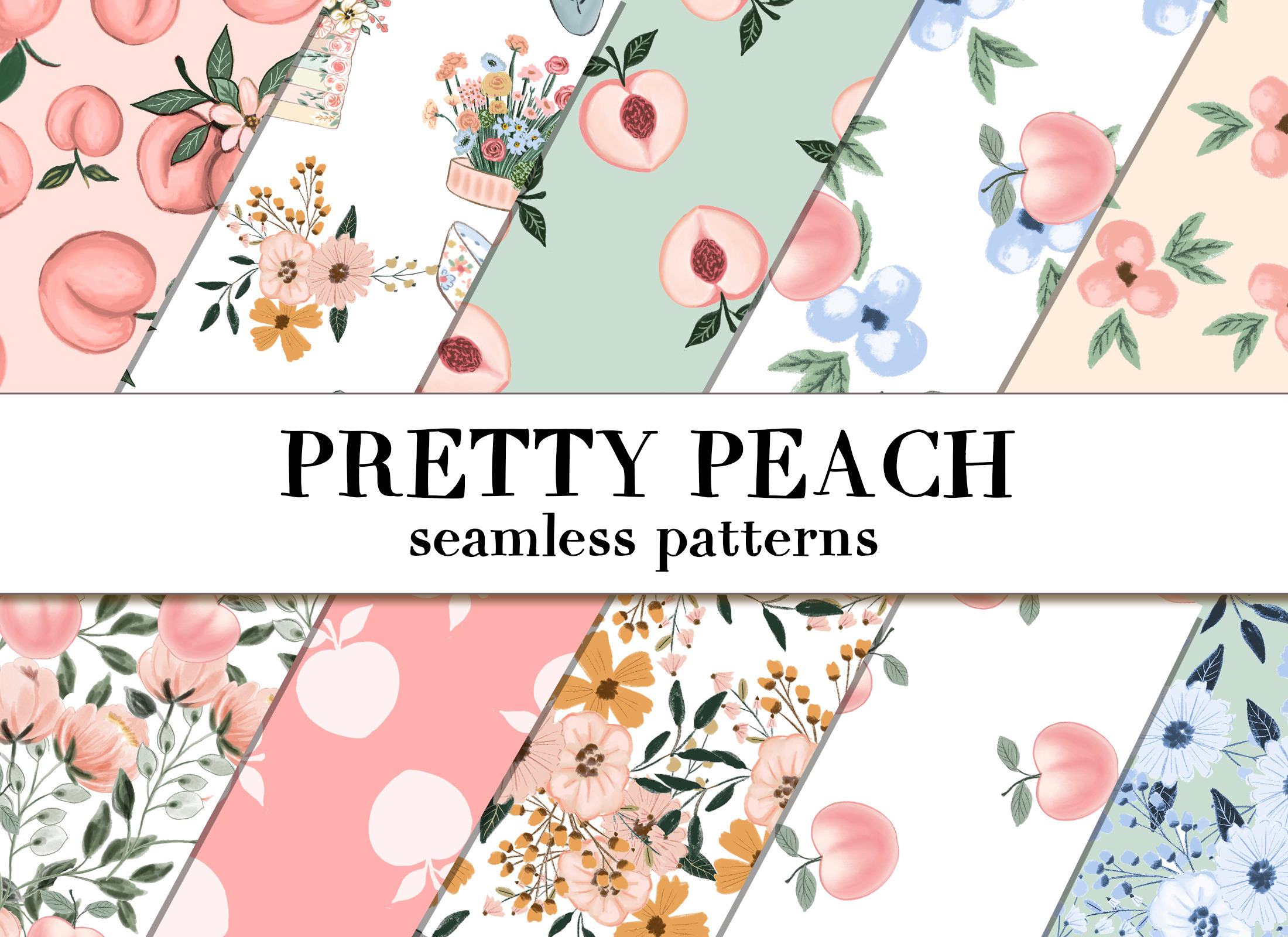 Peach patterns, a Pattern Graphic by Rosabebe