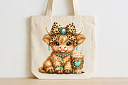 Cute Western Highland Cow Coffee PNG, a Seasonal Illustration by CraftArtStudio (Thumbnail 2 of 4)