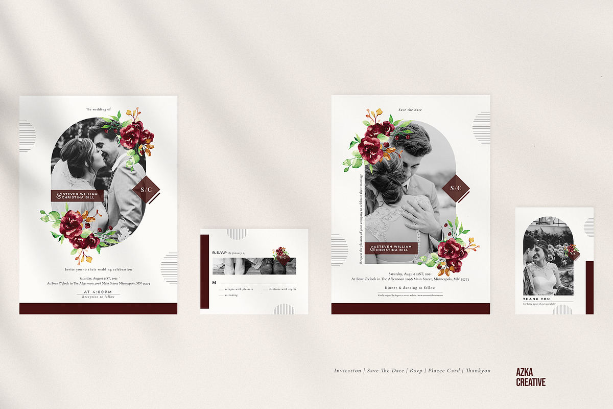 Burgundy - Elegant Wedding Suite, an Invitation Template by Azka Creative (Photo 2 of 7)