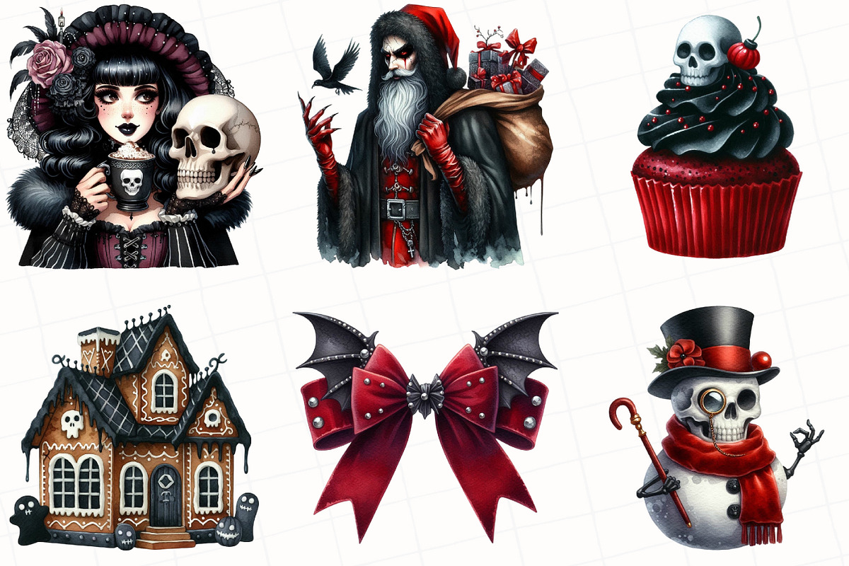 Gothic Christmas Clipart Bundle, an Illustration by OK Design (Photo 2 of 5)