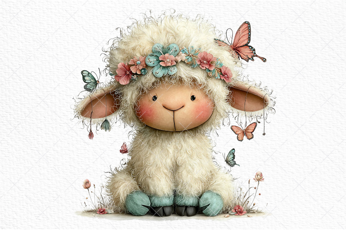 Whimsical Easter Sheep Clipart, an Illustration by Craft Nest (Photo 10 of 11)