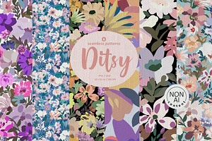 Ditsy. Floral seamless patterns, a Pattern Graphic by emeraldthue