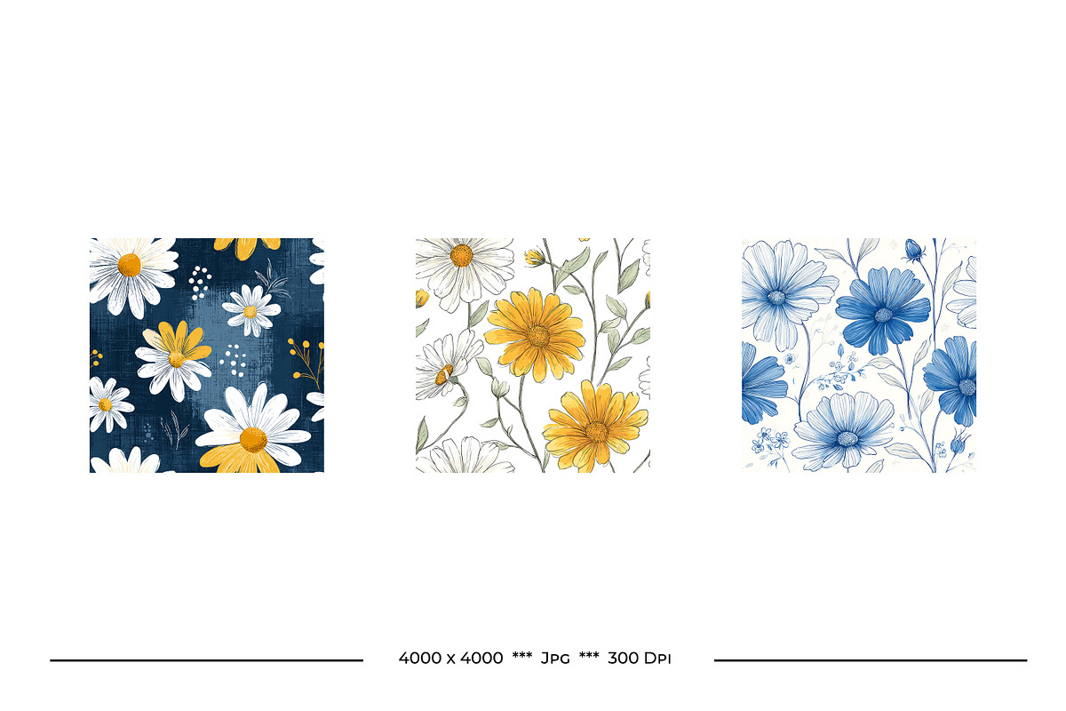Daisy Retro Art Style Patterns, a Pattern Graphic by karenfoleyphoto (Photo 4 of 5)
