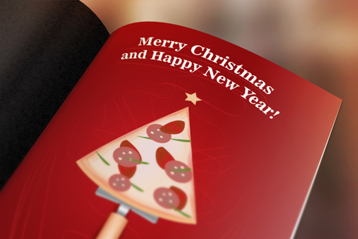 New Year and Merry Christmas Pizza, an Illustration by llassety (Photo 3 of 3)