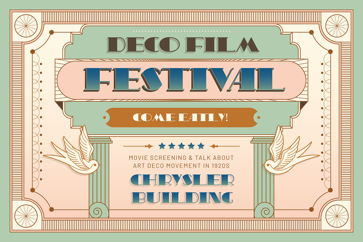 Nerts Deco Artdeco Display Typeface, a Font by graphicook (Photo 5 of 10)