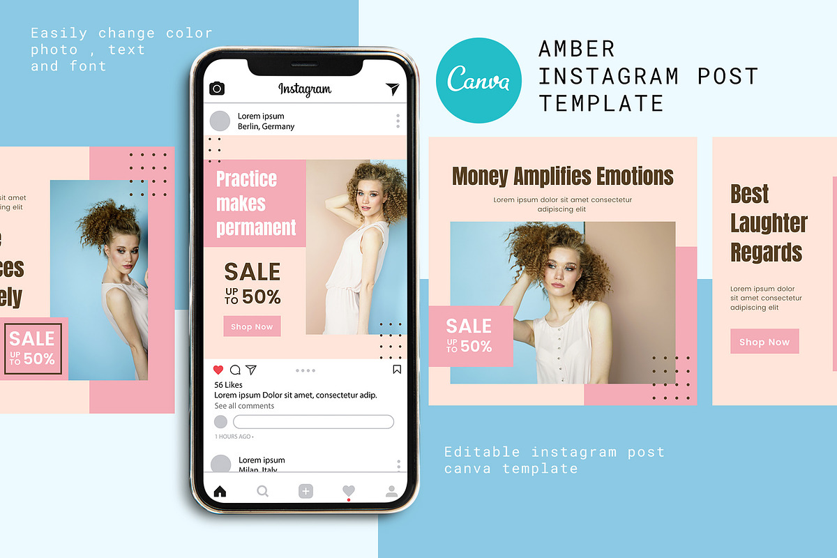 Canva Instagram Template Post Amber, a Social Media Template by Lythcreative (Photo 1 of 5)