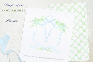 Ivy Light Blue Watercolor Crest