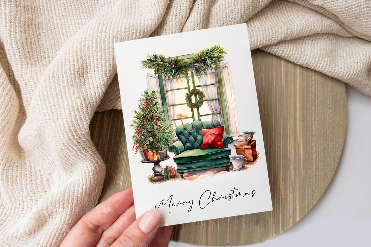 Cozy Christmas watercolour clipart, an Illustration by Hello My Print (Photo 5 of 9)