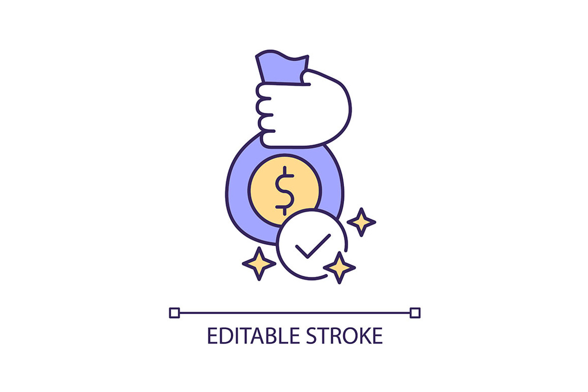 Hand holding sack with money RGB, an Icon by IMG Visuals