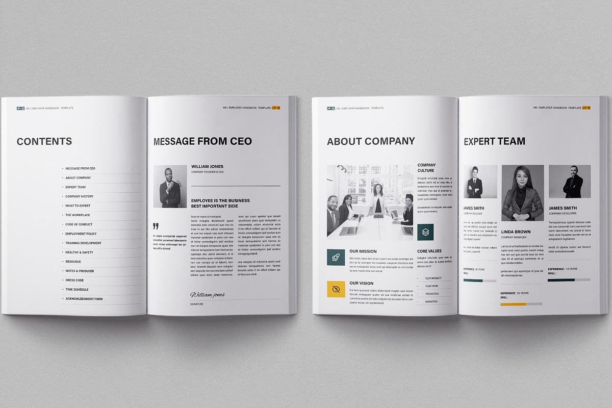 Employee Handbook - InDesign & Canva, a Brochure Template by Work-Envance (Photo 3 of 10)