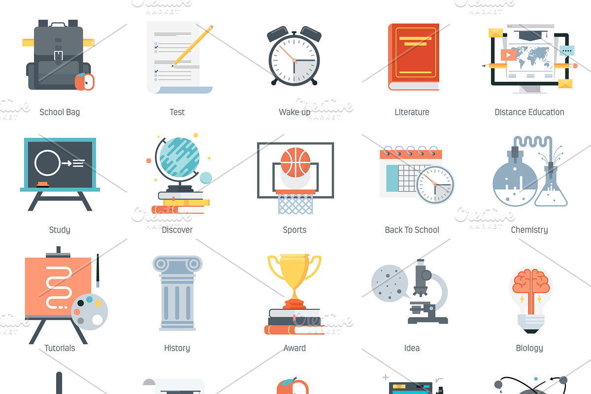 Education theme icon set