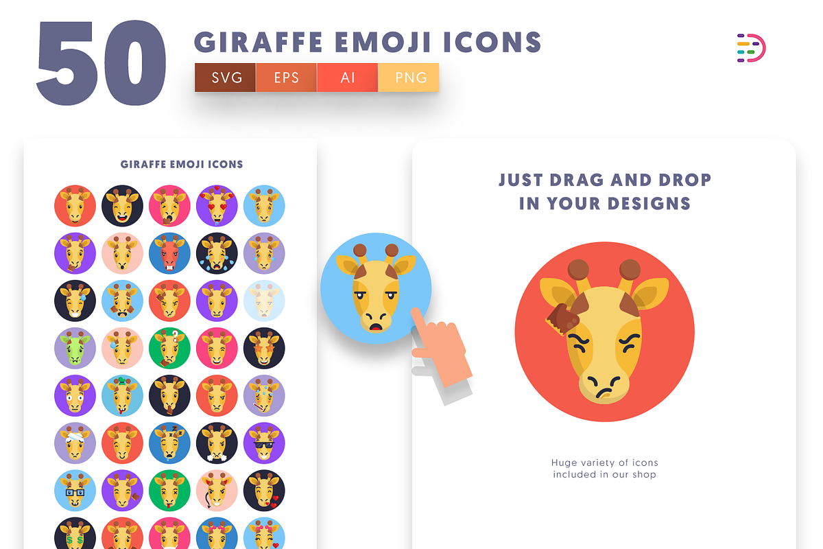50 Giraffe Emoji Icons, an Emoji Icon by Dighital (Photo 5 of 10)