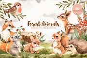 Watercolor Forest Little Animals set, an Animal Illustration by Alamella (Thumbnail 1 of 17)