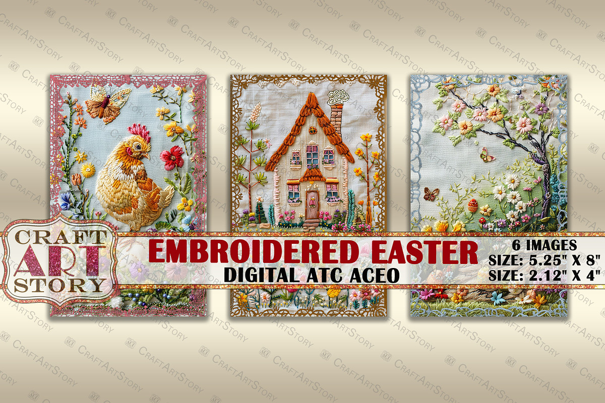 Embroidered Easter Collage, a Decorative Illustration by CraftArtStory