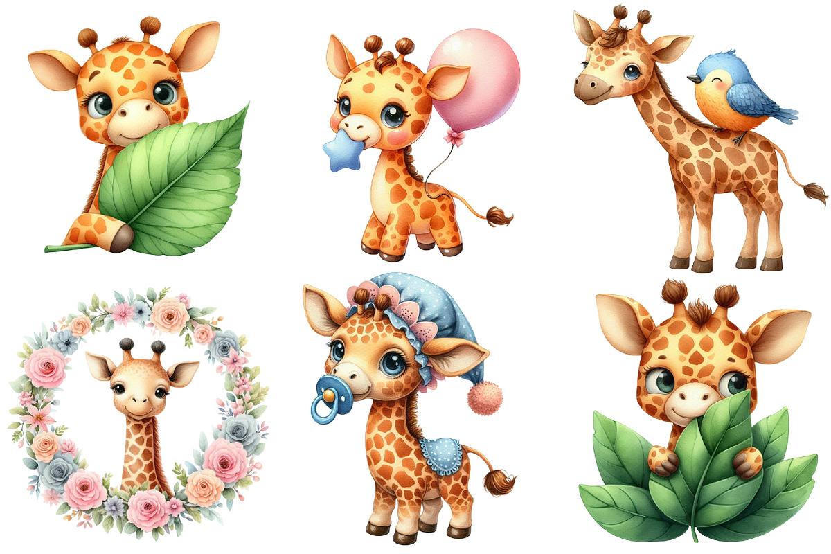 Cute Giraffe Sublimation Clipart, an Illustration by Designworld (Photo 3 of 6)