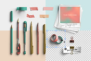 Marina Pens and Washi Pack, an Advertising Mockup by Custom Scene (Thumbnail 4 of 10)
