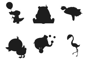 Cartoon Animal Silhouettes Set 7