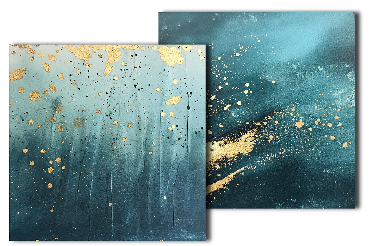 Teal and Gold Glitter Ink Textures, an Illustration by OK Design (Photo 3 of 3)