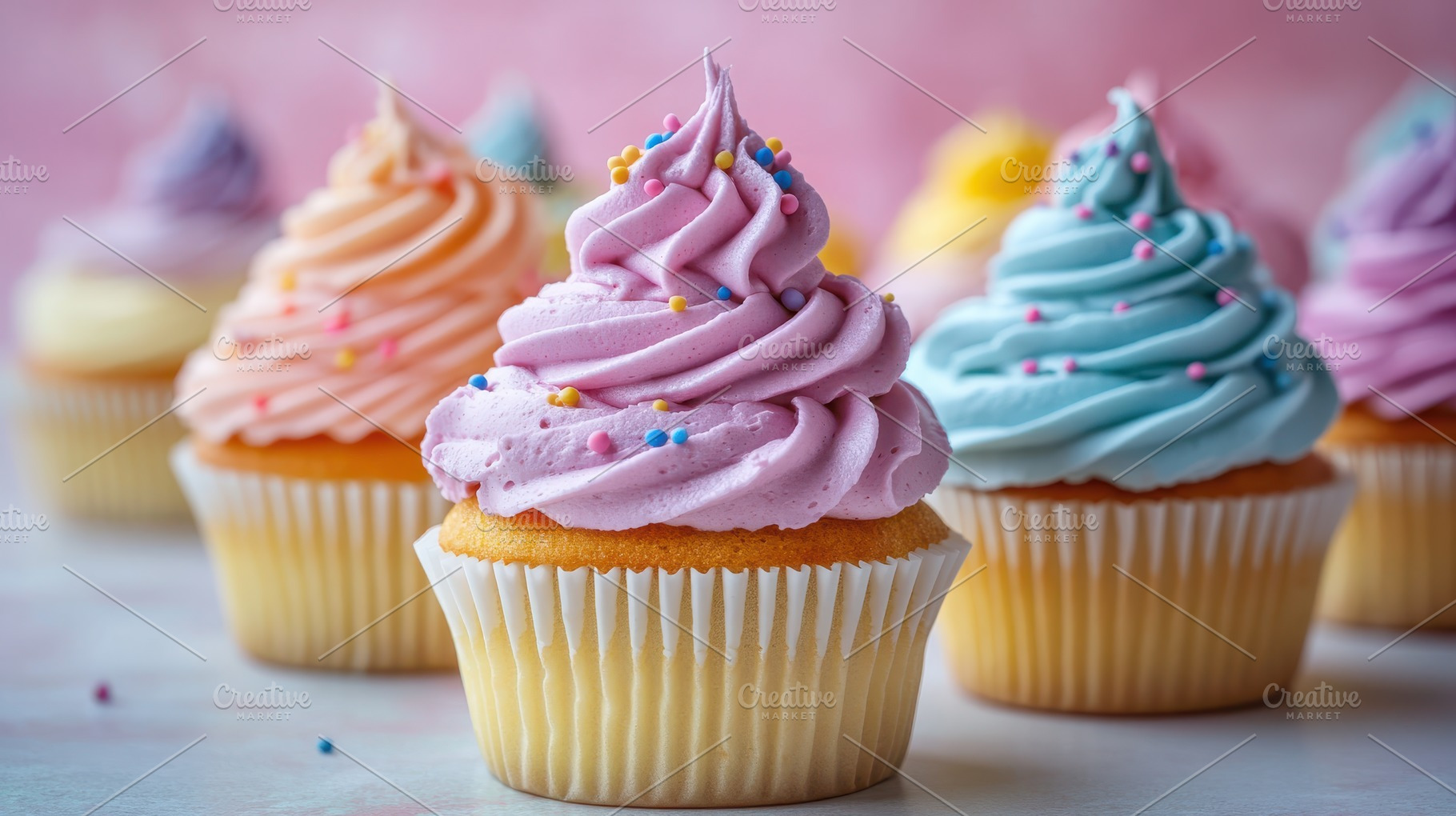 Assorted cupcakes with colorful fros, a Background Photo by Pixeness