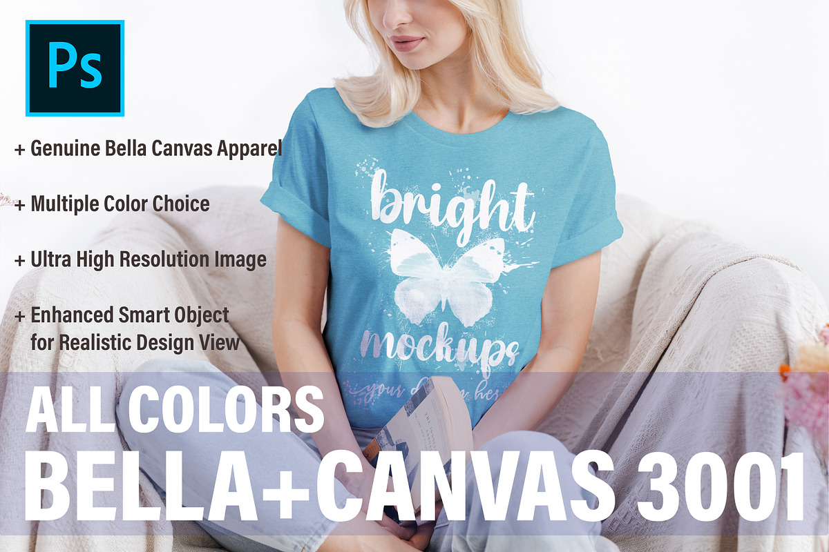 Bella Canvas 3001 T-shirt Mock Up, a Print Template by BrightMockups (Photo 1 of 3)