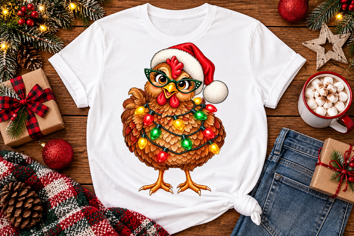 Christmas Chicken PNG, a Seasonal Illustration by Watercolor design (Photo 2 of 3)