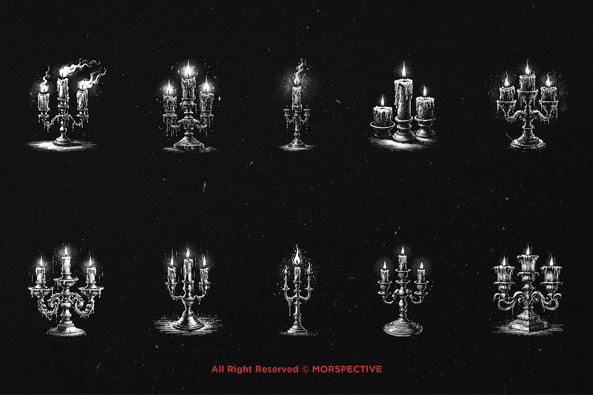 10 Bundle Dark Art Candlestick Light, an Illustration by Morspective (Photo 6 of 7)