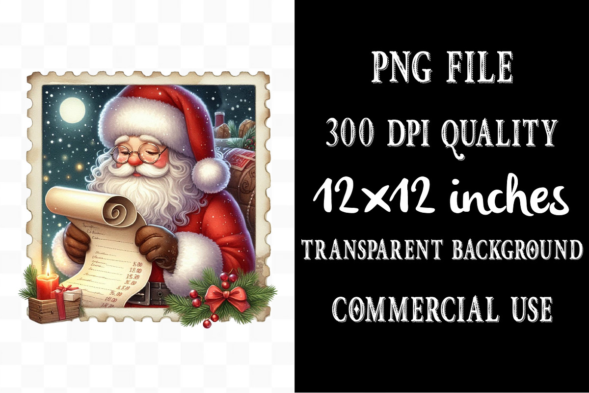 Christmas Santa Claus Postage Stamp, an Illustration by Designking (Photo 4 of 5)