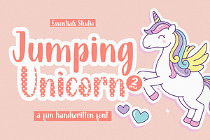 Jumping Unicorn, a Script Font by Essentials Studio
