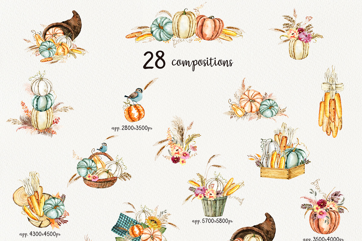 Fall Pumpkin, Corn and Pampas Grass, a Food Illustration by TanyaOak (Photo 3 of 10)