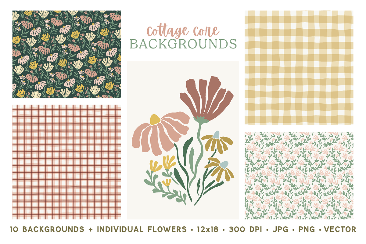 Cottage Core Backgrounds, a Pattern Graphic by cassi has hobbies (Photo 1 of 8)