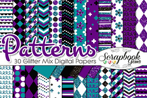 PURPLE & TEAL GLITTER MIX PAPERS