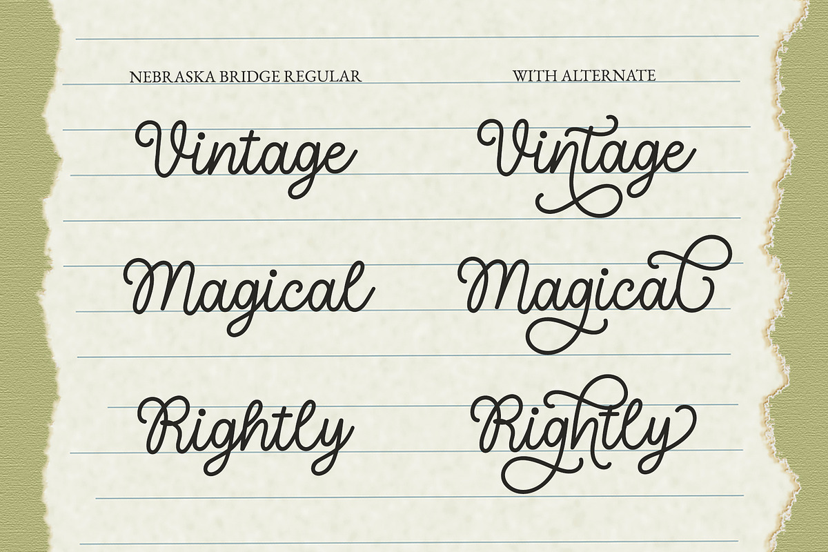 Nebraska Bridge - Monoline Cursive, a Script Font by Airotype (Photo 2 of 13)