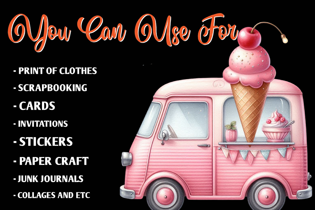Summer Ice Cream Truck Clipart, an Illustration by CreationArt (Photo 5 of 9)